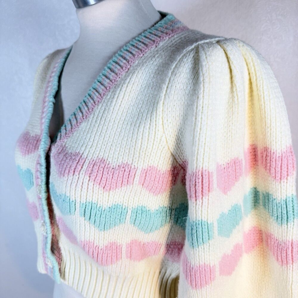 LoveShackFancy sz S Buena Heart Cropped Cardigan READ - Picture 10 of 16